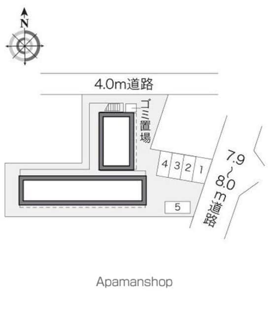 レオパレス三矢小台２０００[1K/19.87m2]の配置図