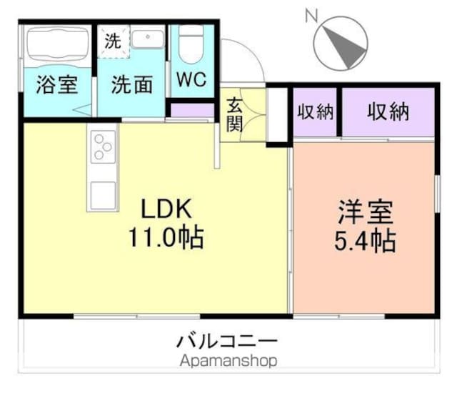 和歌山県和歌山市和歌浦南３丁目[1LDK/36.37m2]の間取図