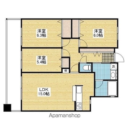レベウェル三愛[3LDK/75.98m2]の間取図