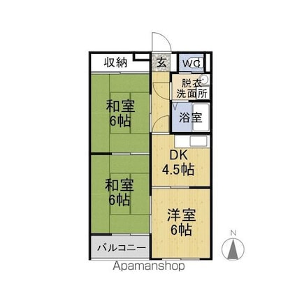 エンゼルハイツ増永[3DK/47.44m2]の間取図