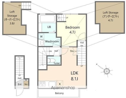 滋賀県甲賀市水口町本町１丁目[1LDK/37.58m2]の間取図
