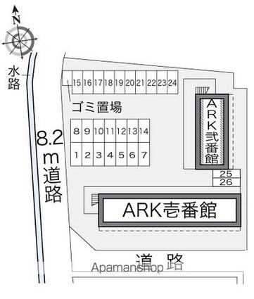 レオパレスＡＲＫ弐番館[1K/20.28m2]の配置図