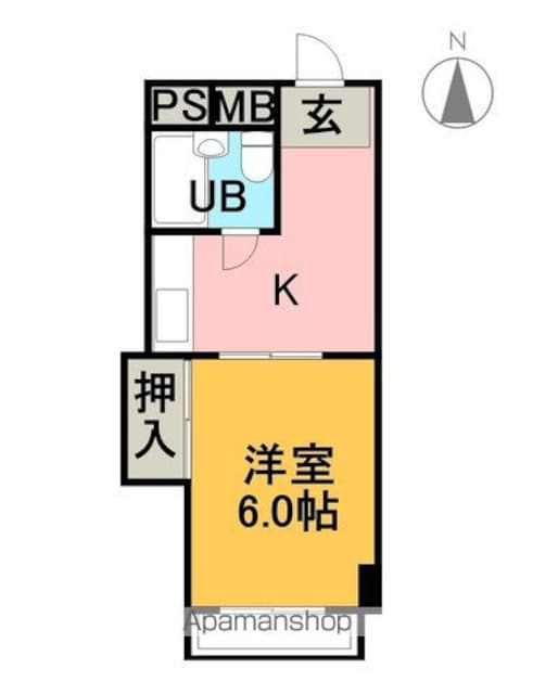 キャンパスひまわり有楽[1DK/19m2]の間取図