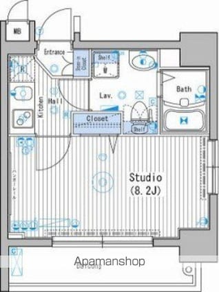 グランド・ガーラ新宿[1K/24.78m2]の間取図