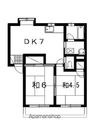 愛媛県新居浜市中村１丁目[2DK/45m2]の間取図