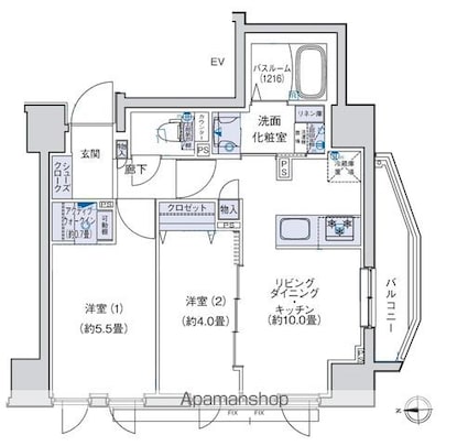 オーキッドレジデンス三ノ輪[2LDK/46.16m2]の間取図