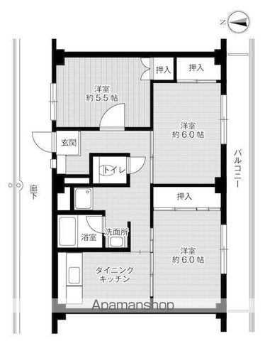 北九州市八幡西区則松のマンションの間取り