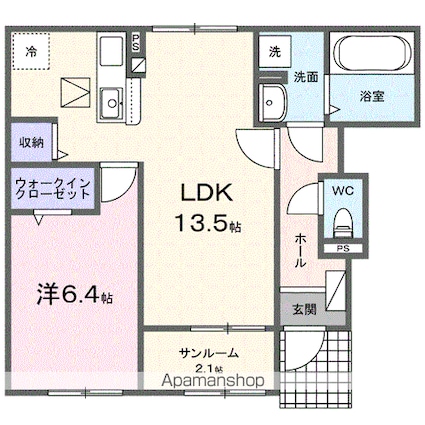 ブリリアントⅡ[1LDK/50.87m2]の間取図