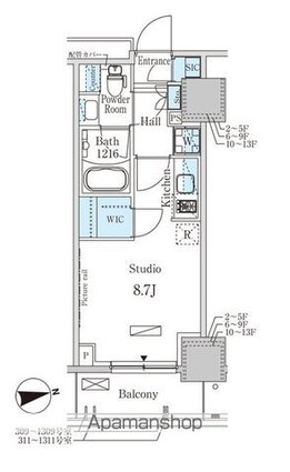 パークアクシス赤塚[1R/25.16m2]の間取図