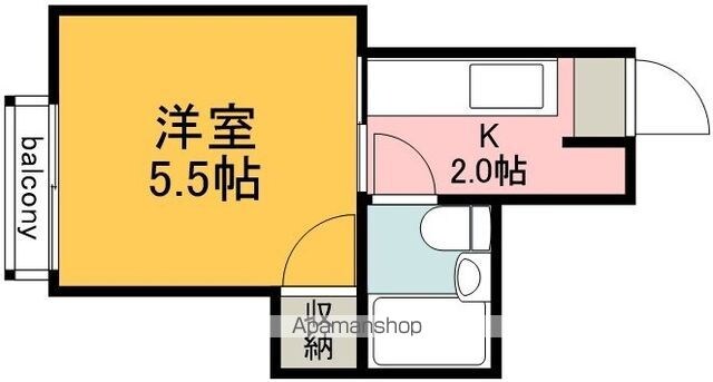 オークハイツ[1K/16.58m2]の間取図