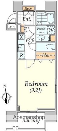 ガーラプレイス新宿御苑[1K/29.6m2]の間取図