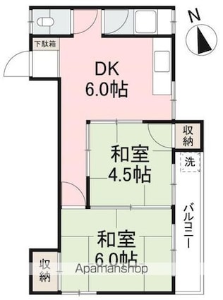 豊千マンション（ほうせん）[2DK/37.26m2]の間取図