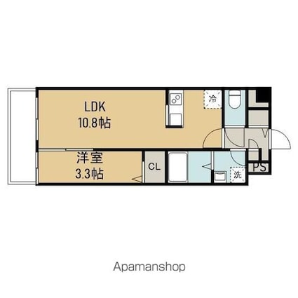 プライムアーバン千駄木[1LDK/35.08m2]の間取図