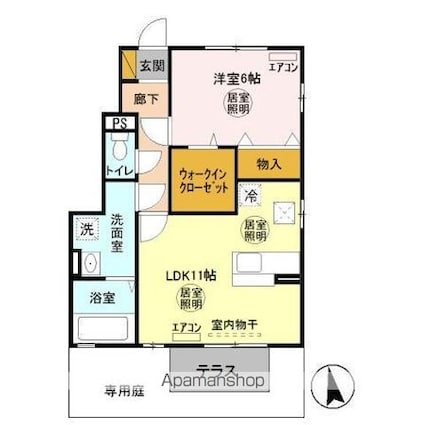 エクセレントマチハタ[1LDK/47.69m2]の間取図
