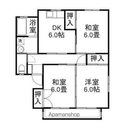 メゾン川原　Ａ棟[3DK/58.38m2]の間取図