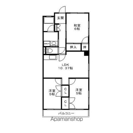 岡田ハイム[3LDK/63.28m2]の間取図
