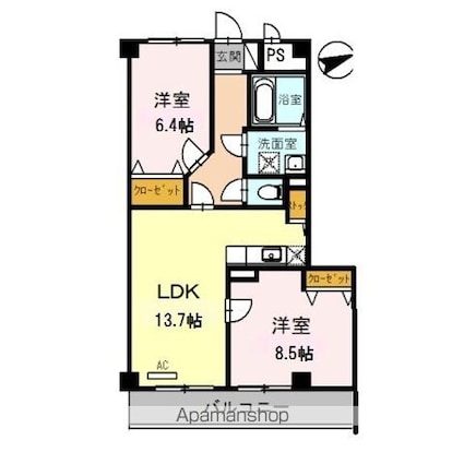 Ｇｒａｃｅ　Ｗｏｏｄ[2LDK/68.19m2]の間取図
