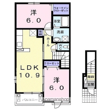 オルトシアＡ[2LDK/57.21m2]の間取図