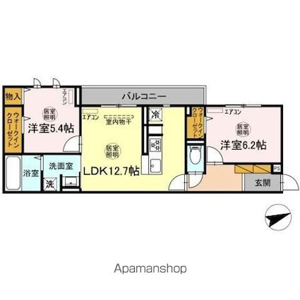Ｅｌ・ａｍａｒｉｌｌｏ[2LDK/58.04m2]の間取図