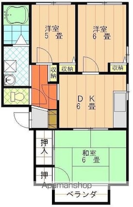 フレグランス枝松　Ａ棟[3DK/46m2]の間取図