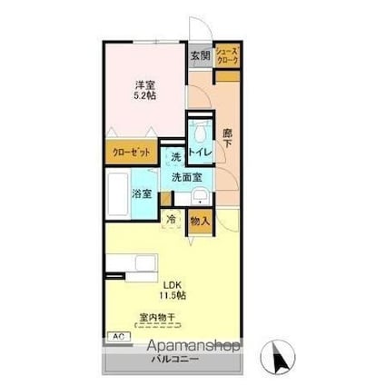 ドルチェ・アンナＣ[1LDK/45.81m2]の間取図