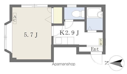 ＧＲＡＣＥ高砂[1K/19.6m2]の間取図