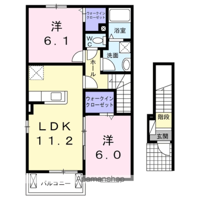 カトレヤ[2LDK/57.64m2]の間取図