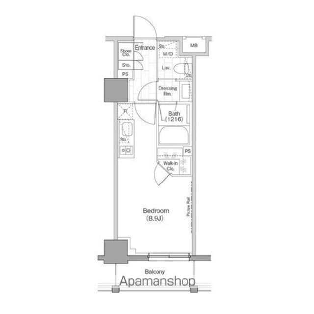 東京都新宿区早稲田町[1R/25.62m2]の間取図