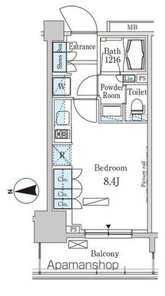パークアクシス木場[1R/25.02m2]の間取図