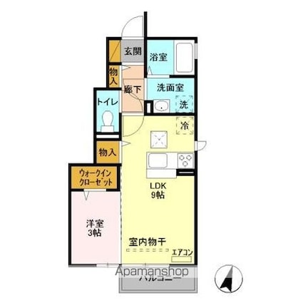 グランメール[1LDK/31.69m2]の間取図