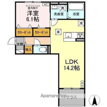 ラピスラズリ[1LDK/50.29m2]の間取図