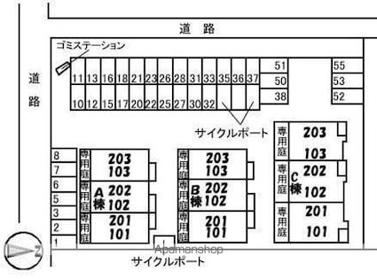 シャーメゾン上林[2LDK/49.28m2]の配置図