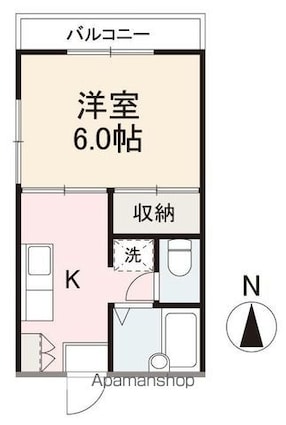 リーバハイツ伏石[1K/23.18m2]の間取図