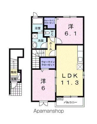 ＡＬＢＡ　Ａ[2LDK/57.57m2]の間取図