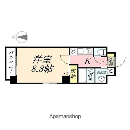 グランフォンテーヌ奉還町[1K/27m2]の間取図