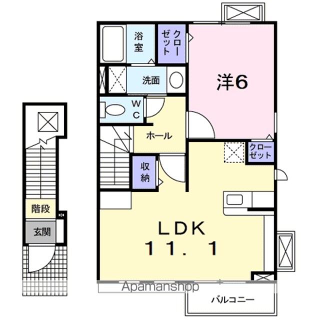 ミルト桜井[1LDK/46.09m2]の間取図