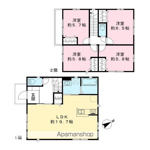 【流山市鰭ヶ崎戸建貸家　Ｃ棟の間取り】