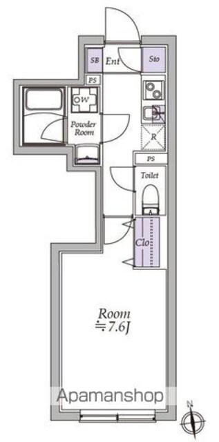 アトリオフラッツ高円寺[1K/25.5m2]の間取図