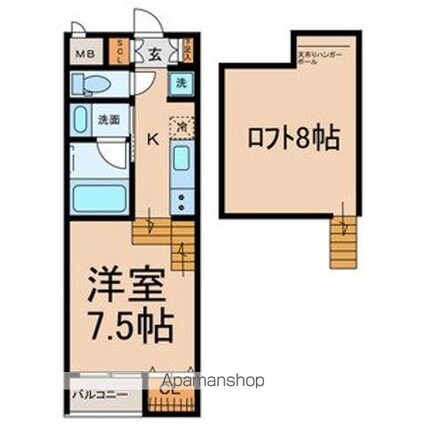 Ｒｅｓｉｄｅｎｃｉａ[1K/27.36m2]の間取図
