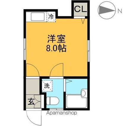 コーポ北端[1R/22m2]の間取図