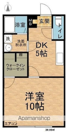 コーポ長沢[1DK/36.99m2]の間取図
