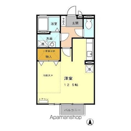 リヴィエール[1R/33.39m2]の間取図