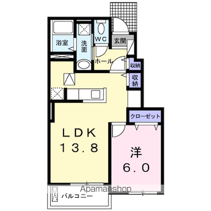 アル・ソーレ[1LDK/45.89m2]の間取図