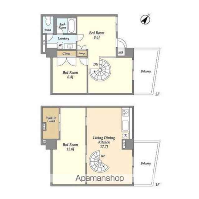 ＨＦ目黒行人坂レジデンス[2LDK/91.58m2]の間取図