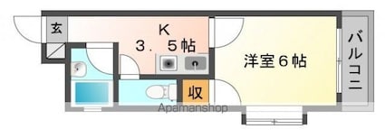 トマリノビル[1K/21.81m2]の間取図