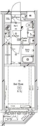 東京都練馬区南田中４丁目[1K/25.39m2]の間取図