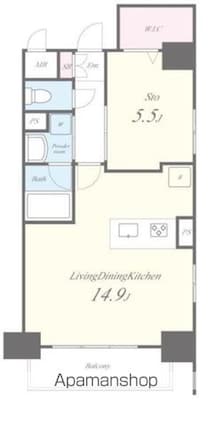 ＷＩＳＴＡＲＩＡ柳橋[1LDK/46.03m2]の間取図