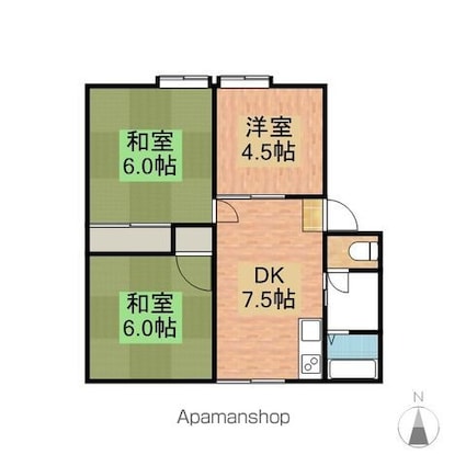 コーポラス引野[3DK/51.8m2]の間取図