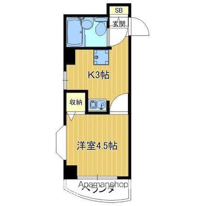 オリゼ絹[1K/17.35m2]の間取図