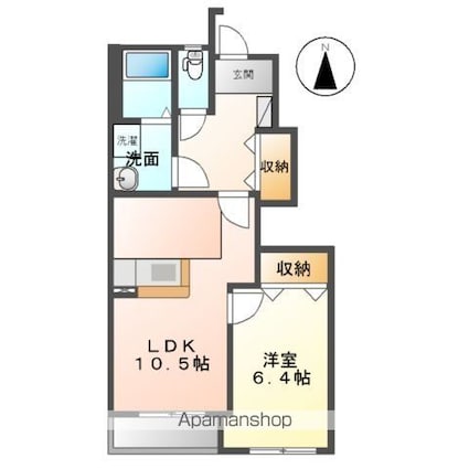 ハーティー・パル[1LDK/44.3m2]の間取図